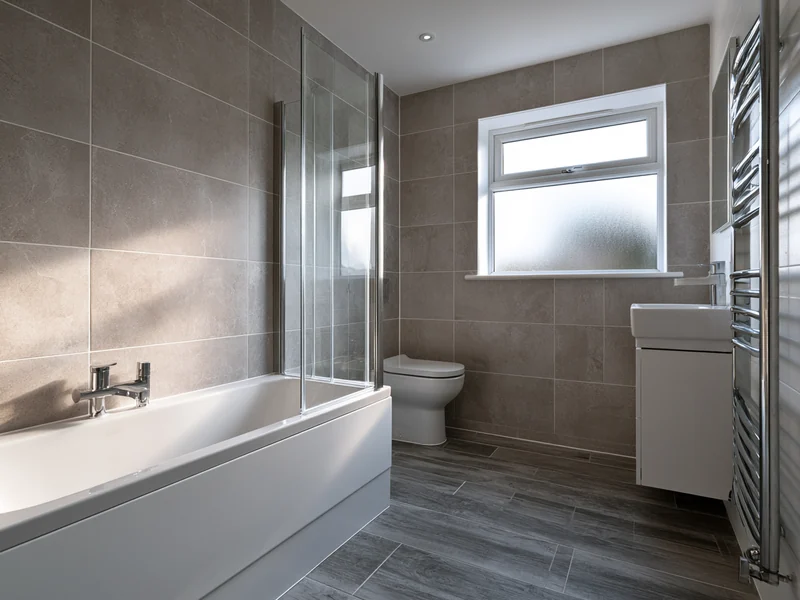 Large format porcelain tiling in a Widnes bathroom refurbishment